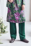 Mahima Mahajan_Green Linen, Satin Embroidery Harun Fanah Print Hand Blazer _Online_at_Aza_Fashions