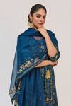 Ruchi Marodia_Blue Bamboo, Cotton, Organza Krishna Kamal Digital Print Anarkali Churidar Set _at_Aza_Fashions