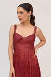 Buy_Ruchi Marodia_Maroon Crinkle, Silk, Cotton, Corset Inspired Kurta And Lotus Bloom Pant Set _Online_at_Aza_Fashions