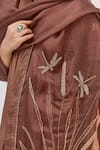 Shop_Ruchi Marodia_Brown Tussar, Organza Embroidery, Metallic Lotus Bloom Anarkali Churidar Set 