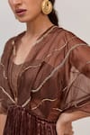 Buy_Ruchi Marodia_Brown Silk, Organza, Bamboo, Cotton Embroidery, Tree Trunk Crushed Kurta Set _Online_at_Aza_Fashions