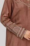 Buy_Ruchi Marodia_Brown Bamboo, Cotton Embroidery, Metallic Tree Trunk Shirt And Straight Pant Set 