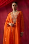 Buy_Shikha Mehta_Orange Chanderi , Organza Embroidery, Sequins, Aashvi Kurta Set _Online_at_Aza_Fashions