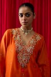 Shikha Mehta_Orange Chanderi , Organza Embroidery, Sequins, Aashvi Kurta Set _at_Aza_Fashions