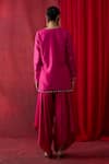 Shop_Shikha Mehta_Pink , Chanderi, Satin Embroidery, Sequins, Ilaa Kurta With Cowl Pant _at_Aza_Fashions