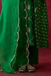 Shikha Mehta_Green Cotton, , Organza Embroidery, Piping, Tassels Mahira Kurta Set _Online_at_Aza_Fashions