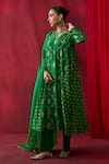 Buy_Shikha Mehta_Green Cotton, , Organza Embroidery, Piping, Tassels Mahira Kurta Set _Online_at_Aza_Fashions