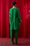 Shop_Shikha Mehta_Green Chanderi , Satin Embroidery, Sequins, Amelia Kurta And Pant Set _at_Aza_Fashions