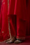 Shikha Mehta_Red , Chanderi, Organza Embroidery, Sequins, Zari Kiara Kurta Set _Online_at_Aza_Fashions