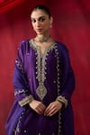 Shikha Mehta_Purple Chanderi , Organza Embroidery, Beads, Sequins, Swara Kurta Set _at_Aza_Fashions