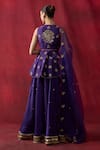 Shop_Shikha Mehta_Purple Chanderi , Organza Embroidery, Jasleen Peplum Kurta Sharara Set _at_Aza_Fashions