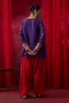 Shop_Shikha Mehta_Purple Chanderi , Embroidery, Zari Split Pranaya Top With Salwar _at_Aza_Fashions