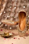 Shop_House Of Vian_Peach Mehfil Embellished Juttis _at_Aza_Fashions