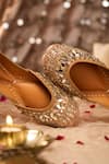House Of Vian_Peach Mehfil Embellished Juttis _Online_at_Aza_Fashions