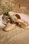Shop_House Of Vian_Cream Pearls, Mirrors, Beads Chandrika Embellished Mule Heels _Online_at_Aza_Fashions
