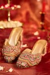 Shop_House Of Vian_Multi Color Embroidery, Mirrors, Beads, Metallic Thread Suhani Mule Heels _at_Aza_Fashions