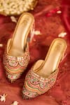 Buy_House Of Vian_Multi Color Embroidery, Mirrors, Beads, Metallic Thread Suhani Mule Heels _at_Aza_Fashions