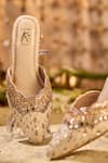 Buy_House Of Vian_Cream Embroidery, Mirrors, Sequins, Beads Shabnam Hand Mule Heels _Online_at_Aza_Fashions