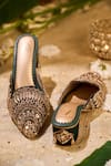 Buy_House Of Vian_Emerald Green Embroidery, Mirrors, Sequins, Beads Rabayat Work Mule Heels _Online_at_Aza_Fashions