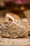 Shop_House Of Vian_Gold Embroidery, Mirrors, Sequins, Beads Suroor Hand Mule Heels _Online_at_Aza_Fashions