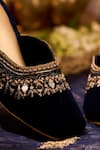 House Of Vian_Navy Sequins, Mirrors, Zari, Beads Falak Embellished Mule Heels _Online_at_Aza_Fashions