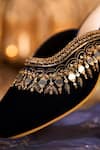 Buy_House Of Vian_Navy Sequins, Mirrors, Zari, Beads Falak Embellished Mule Heels _Online_at_Aza_Fashions