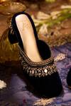 Buy_House Of Vian_Navy Sequins, Mirrors, Zari, Beads Falak Embellished Mule Heels _at_Aza_Fashions