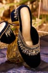 Shop_House Of Vian_Navy Sequins, Mirrors, Zari, Beads Falak Embellished Mule Heels _Online_at_Aza_Fashions