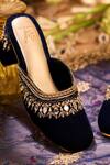 Buy_House Of Vian_Navy Sequins, Mirrors, Zari, Beads Falak Embellished Mule Heels 