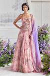 Buy_Mahima Mahajan_Pink Silk Organza Embroidery, Sequins, Izel Corset Lehenga Set With Dupatta _at_Aza_Fashions