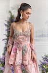 Mahima Mahajan_Pink Silk Organza Beads, Sequins, Embroidery, Metallic Irha Peplum Kurta Set _Online_at_Aza_Fashions