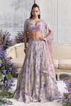 Buy_Mahima Mahajan_Lilac Silk Organza Sequins, Beads, Embroidery, Zaira Floral Lehenga Blouse Set _at_Aza_Fashions