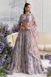 Mahima Mahajan_Lilac Silk Organza Sequins, Beads, Embroidery, Zaira Floral Lehenga Blouse Set _at_Aza_Fashions