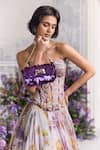 Mahima Mahajan_Lilac Silk Organza Sequins, Stones, Elanor Floral Corset And Lehenga Set _Online_at_Aza_Fashions