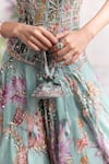 Mahima Mahajan_Green Silk Organza Beads, Sequins, Ilana Floral Corset And Lehenga Set _Online_at_Aza_Fashions