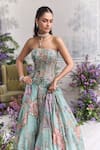 Buy_Mahima Mahajan_Green Silk Organza Beads, Sequins, Ilana Floral Corset And Lehenga Set _Online_at_Aza_Fashions
