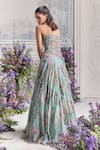 Shop_Mahima Mahajan_Green Silk Organza Beads, Sequins, Ilana Floral Corset And Lehenga Set _at_Aza_Fashions