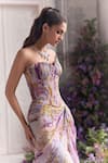 Buy Mahima Mahajan Lilac Silk Organza Sweetheart Neck Salma Floral Print Corset And Draped Dress Set Online at Aza Fashions Buy_Mahima Mahajan_Lilac Silk Organza Sweetheart Neck Salma Floral Print Corset And Draped Dress Set _Online_at_Aza_Fashions