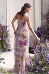 Shop Mahima Mahajan Lilac Silk Organza Sweetheart Neck Salma Floral Print Corset And Draped Dress Set at Aza Fashions Shop_Mahima Mahajan_Lilac Silk Organza Sweetheart Neck Salma Floral Print Corset And Draped Dress Set _at_Aza_Fashions