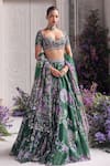 Buy Mahima Mahajan Green Silk Organza Embroidery, Sequins, Beads, Metallic Adaia Lehenga Set Buy_Mahima Mahajan_Green Silk Organza Embroidery, Sequins, Beads, Metallic Adaia Lehenga Set
