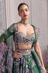 Shop_Mahima Mahajan_Green Silk Organza Embroidery, Sequins, Zari Adaia Bridal Lehenga Set _at_Aza_Fashions