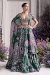 Buy_Mahima Mahajan_Green Silk Organza Embroidery, Sequins, Zari Adaia Bridal Lehenga Set _at_Aza_Fashions