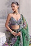 Mahima Mahajan_Green Silk Organza Sequins, Zumra Pre-draped Saree And Padded Blouse Set _Online_at_Aza_Fashions