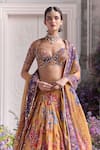 Shop_Mahima Mahajan_Mustard Silk Organza Sequins, Zari, Embroidery Zena Floral Lehenga Set _Online_at_Aza_Fashions