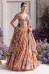 Buy_Mahima Mahajan_Mustard Silk Organza Sequins, Zari, Embroidery Zena Floral Lehenga Set _at_Aza_Fashions