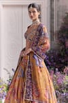 Buy_Mahima Mahajan_Mustard Silk Organza Sequins, Zari, Embroidery Zena Floral Lehenga Set 
