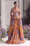 Mahima Mahajan Multi Color Silk Organza Sequins, Beads, Liba Floral Print Anarkali Set at Aza Fashions Mahima Mahajan_Multi Color Silk Organza Sequins, Beads, Liba Floral Print Anarkali Set _at_Aza_Fashions