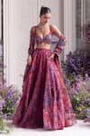 Buy_Mahima Mahajan_Red Silk Organza Embroidery, Sequins, Beads, Zoya Floral Printed Lehenga Set _at_Aza_Fashions