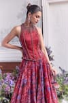 Mahima Mahajan_Red Silk Organza Beads, Safiya Embroidered Corset And Floral Printed Lehenga Set _Online_at_Aza_Fashions