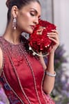 Buy_Mahima Mahajan_Red Silk Organza Beads, Safiya Embroidered Corset And Floral Printed Lehenga Set _Online_at_Aza_Fashions